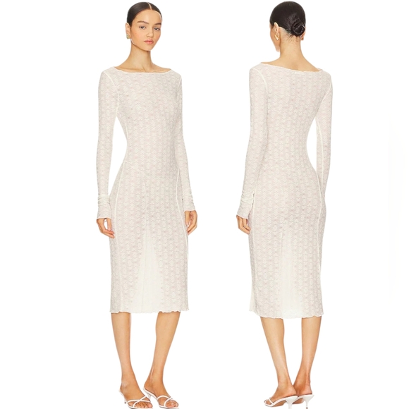 Tularosa Nikki Midi Dress in Warm White sz Small - Picture 2 of 6